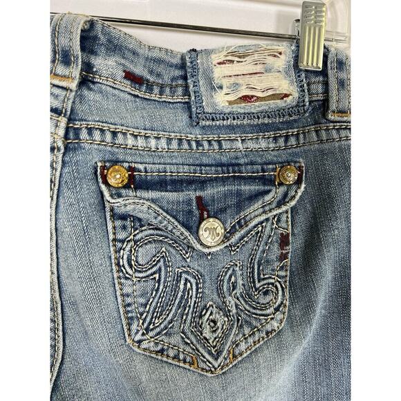 VTG Y2K Bella Swan Low Rise Mek Denim Flare Jeans Women S 27 Thick Stitch - Picture 10 of 16